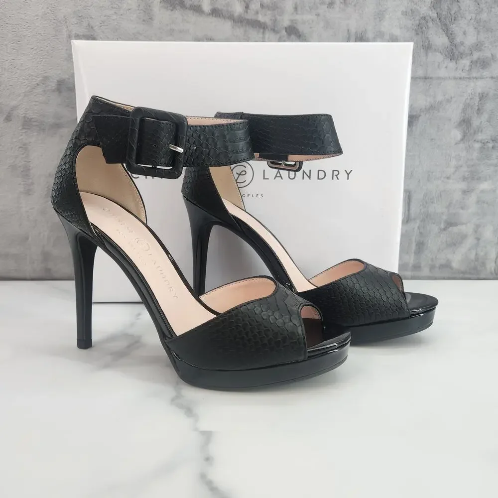 NIB Chinese Laundry Z-Faire Snake Print Black Open Toe 4